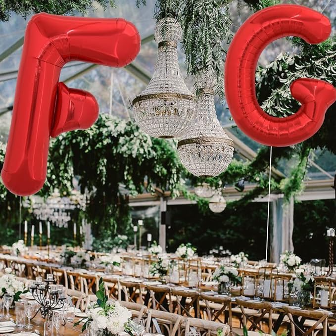 TONIFUL 40 Inch Large Bright Red Letter Balloons A-Z, Giant Jumbo Helium Foil Mylar Big Letter G Balloons for Birthday Party Anniversary Wedding Decorations