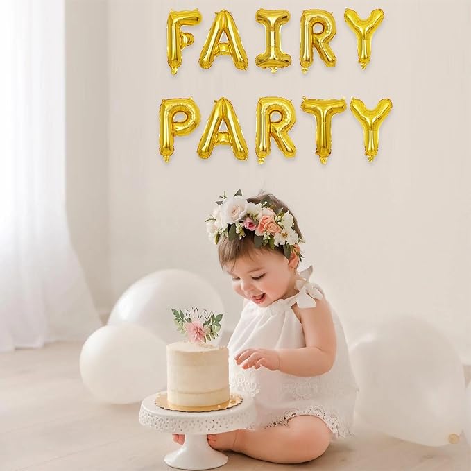 2 Set 20Pcs Gold Fairy Party Letter Balloons 16in Balloon Foil Decorations Gold Letter Balloons Fairy Party Supplies
