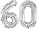 Silver Number 60 Balloon 40 inch, 60 Number Balloons, 60th Silver Birthday Decorations for Girls Boys Kids, 60 Year Old Women Men Silver Party Supplies