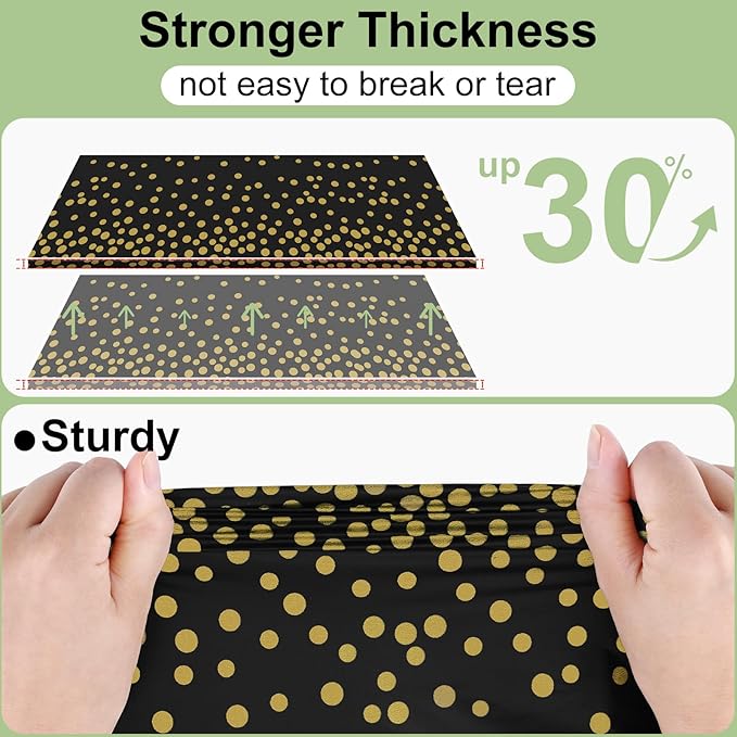 misaya 6 Packs Dot Disposable Table Cloth, 54 x 108 Inch Waterproof Plastic Tablecloth, Rectangle Gold Dots in Black Table Covers for Easter, Picnic, Birthday, Party