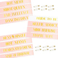 12 Pcs Bachelorette Party Sashes Set - 1 White Bride to Be & 11 Rose Gold Bridesmaid Sashes, Fitting & Skin Friendly, Ideal for Pre - Wedding Celebrations