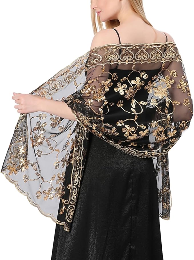 Gossifan Shawls and Wraps for Evening Dresses Sheer Women Elegant Glitter Shawls Soft Sparkly Wedding Bridal Scarf
