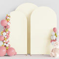 Wokceer Wedding Arch Cover (7.2FT, 6.6FT, 6FT) Set of 3 Spandex Fitted Wedding Arch Stand Covers for Round Top Chiara Arch Backdrop Stands Cover for Birthday Party Ceremony Banquet Decor Ivory