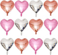 Lovoir 12 Pcs Pink Heart Shape Foil Mylar Balloons 18 Inch Love Balloons for Valentine's Day Birthday Party Decorations Wedding Engagement Romantic Decor (Rose Gold & Pearl Pink & Silver)