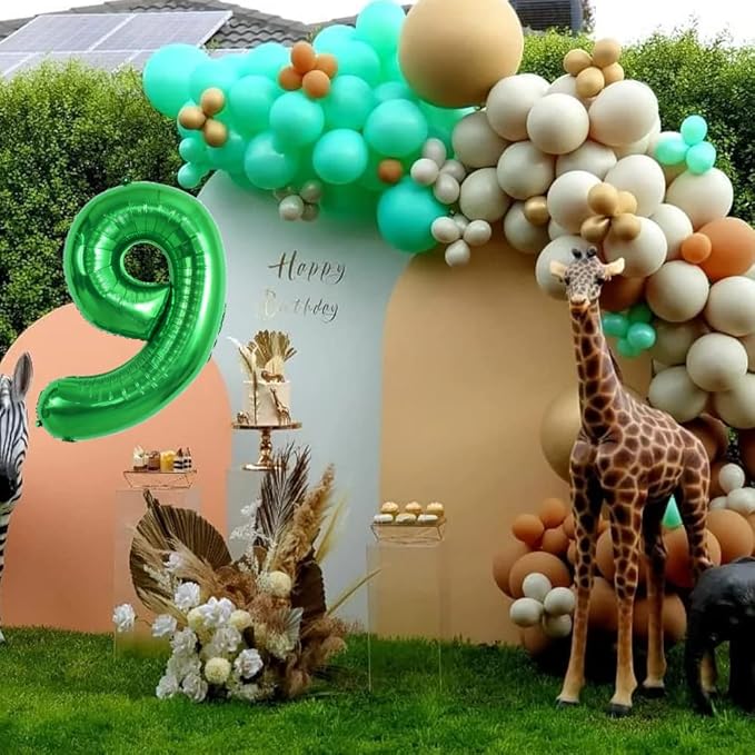 TONIFUL 40 Inch Dark Green Large Numbers Balloon 0-9 Birthday Party Decorations,Foil Mylar Big Number 9 Balloon Digital 9 for Birthday Party,Wedding, Bridal Shower Engagement Photo Shoot, Anniversary