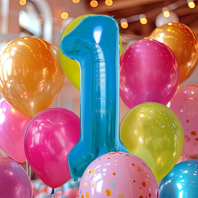 40 Inch Large Blue Number Celebration and Decoration Balloon for Birthday Parties, Graduations, Anniversaries, Weddings, Photo Shoots, Special Events - Helium Foil Mylar (Blue Number 1)