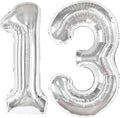 40 Inch Silver Number 13 Digital Balloon,Jumbo Mylar Foil Helium Balloon for 13 Balloons for Birthday Party,Wedding Anniversary Party Decorations