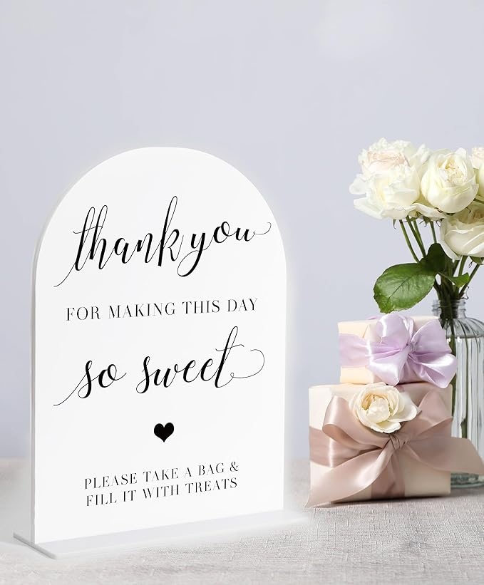 Dessert Table Sign, Candy Bar Supplies, White Arch Acrylic Wedding Sign, Wedding Signs for Ceremony and Reception, Bridal Shower Decor, Engagement Party Decor, Centerpiece Table Decorations Party-10
