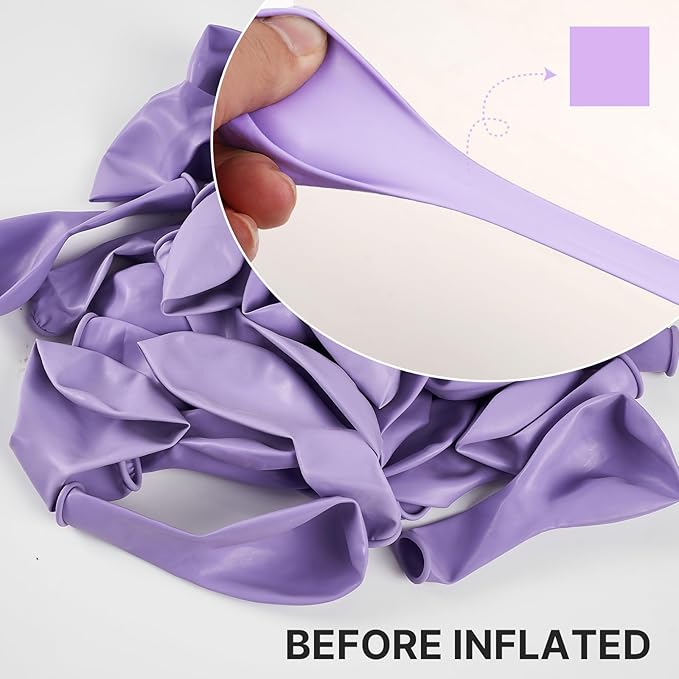 PartyWoo Lavender Balloons 155pcs Different Sizes Pack of 18 12 10 5 Inch Light Pastel Purple Lilac Balloon Arch Kit for Baby Shower Bachelorette Fairy Birthday Princess Party Decorations Purple-Q10