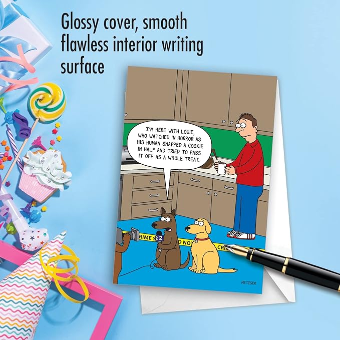 NobleWorks 1 Funny Dog Lovers Birthday Card - For Men, Women | Animal Puppy Jokes, Bday Notecard for Him, Her - Treat Crime C10263BDG
