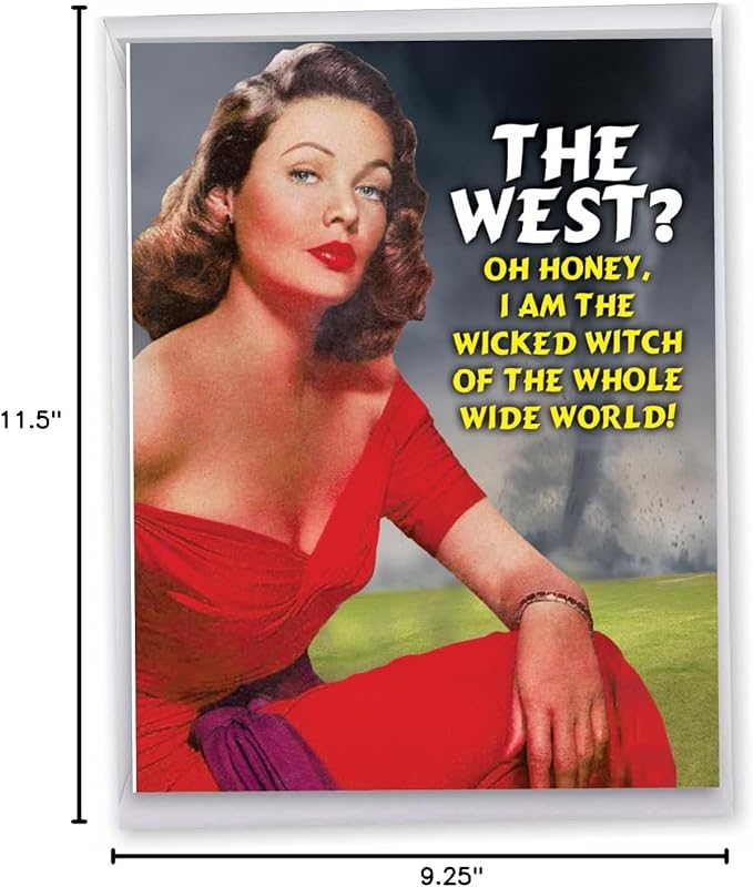 NobleWorks Jumbo Hilarious Birthday Greeting Card 8.5 x 11 Inch with Envelope (1 Pack) Big, Jumbo Bday Wicked Witch Of The World J1476