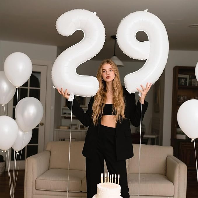 40 Inch White 9 Balloon Translucent Number Balloons 9th Giant Birthday Decorations for Boys Girls,19th 29th White Birthday Wedding Party Decorations Supplies