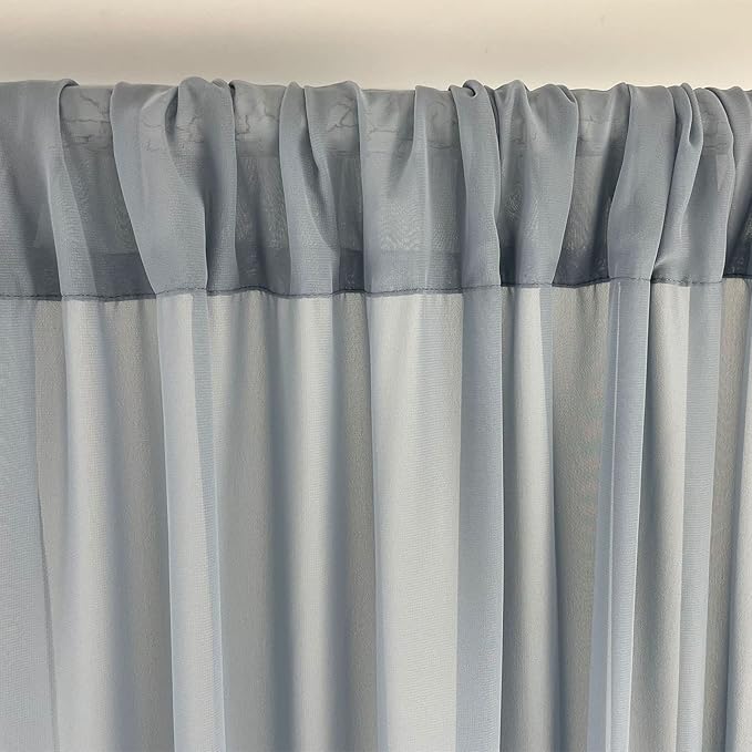 Sheer Chiffon Backdrop Curtains 10ft x 10ft(5ft x 2Panels)， Chiffon Fabric Drapes for Wedding, Long Sheer Curtain for Living Room, Arch Party Stage Decoration(Dusty Blue, 120 x 120 Inch)