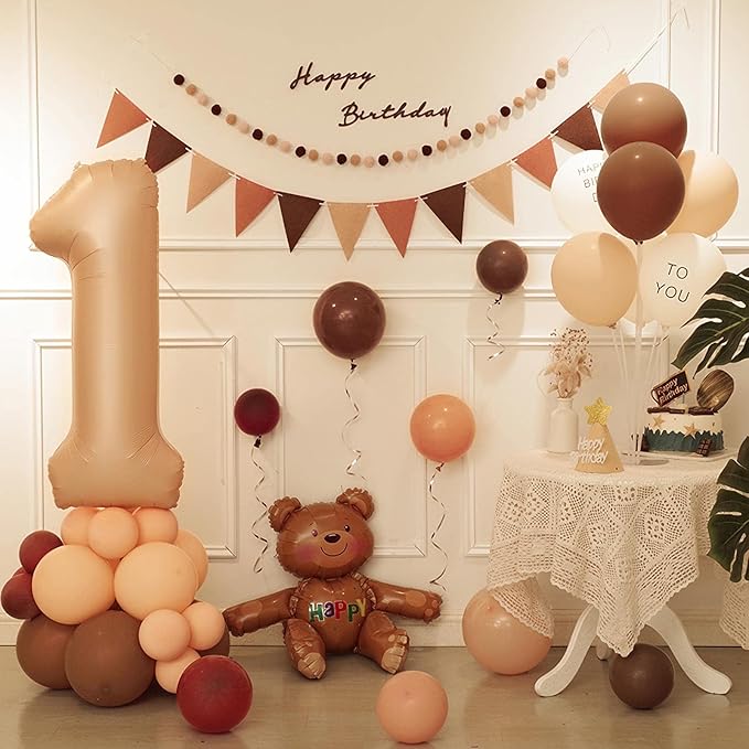 1 Balloon, Number 1 Balloons 40 Inch, Beige Large Big Foil Number 1 Balloon for First Birthday Party Graduation Wedding Anniversary Baby Shower Bachelorette Decoration Supplies