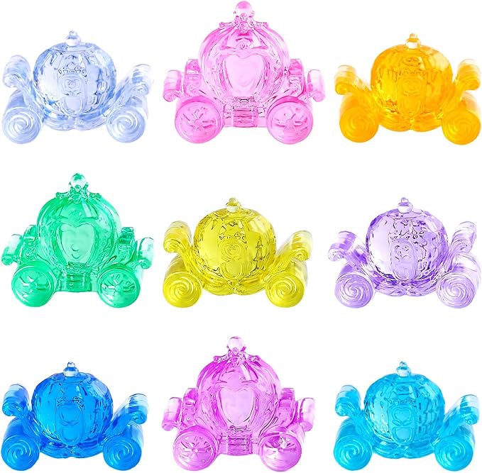 Niceup 33pcs Princess Pumpkin Carriage Figurines 1.7in Acrylic Crystal Princess Diving Toys for Party Favors Pinata Fillers Decorations Cupcake Toppers Girls Craft Trinkets Candy Table Decors