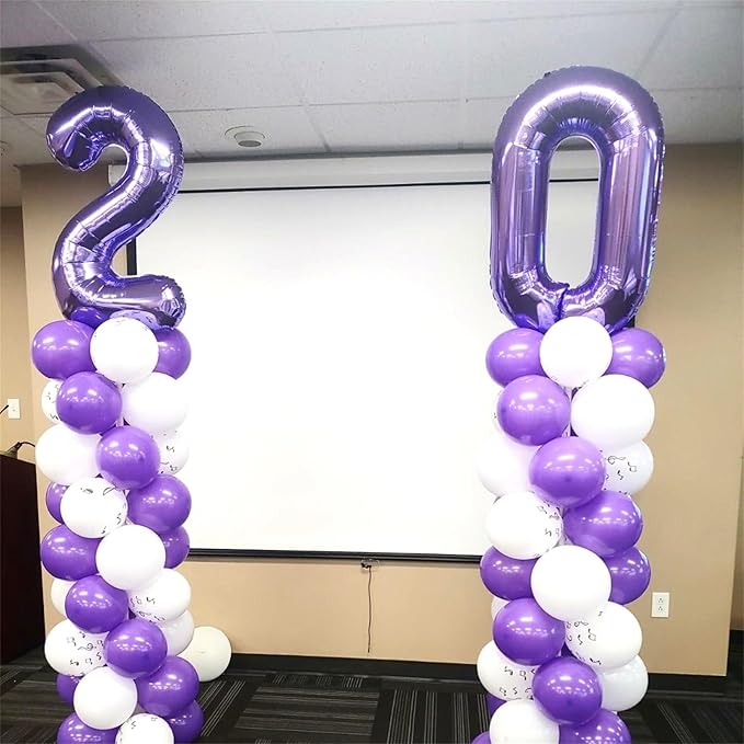 Purple Number 70 Birthday Balloons, 40 Inch Large Purple Mylar Foil Number 7 & 0 Balloons for Women, 70th Birthday Balloons for 70 Year Old Anniversary Birthday Party Decorations Supplies