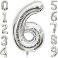 40 Inch Large Silver Number 6 Letter Balloon, Alphabet Letter Mylar Foil Helium Big Number Balloons for Birthday Anniversary Party Graduations Festival Decorations