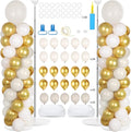 2 Sets Retro Sand White Gold Balloon Column Stand Kit with 100 Balloons Adjustable Balloon Tower Stand with Bases for Floor Balloons Column Kit for Graduation Birthday Appreciation Party Decor