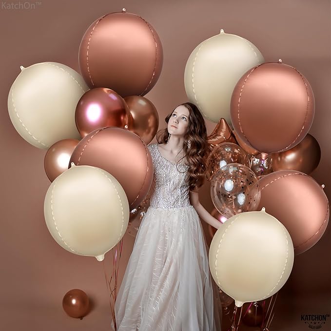 KatchOn, Brown and Cream Balloons Set - 22 Inch, Pack of 12 | Bobo Balloon Brown for Brown Birthday Decorations | Brown Foil Balloons, Boho Decorations for Party | Boho Party Decorations