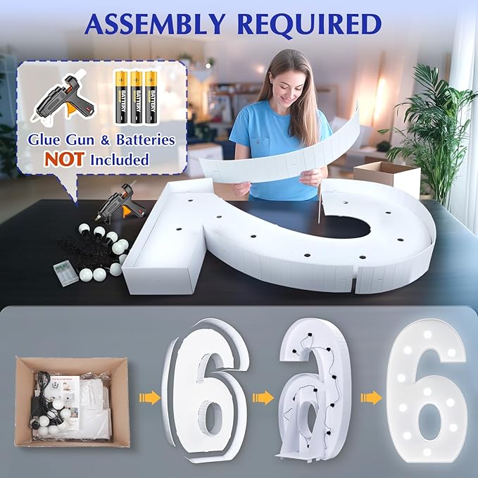 Marquee Number 6th-Birthday Decorations: 4FT Large Light up Numbers 6 Big Sign for Boy Girl Sixth Birthday Sweet Six Year Old Party Decor Anniversary Graduation Wedding Engagement Mosaic Balloon