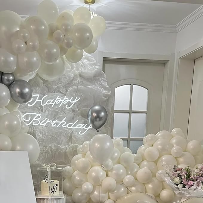 105pcs Ivory Balloons 12inch Party Latex Balloons for Boys Girls Birthday Baby Shower Gender Reveal Wedding Sunflower Party Decorations