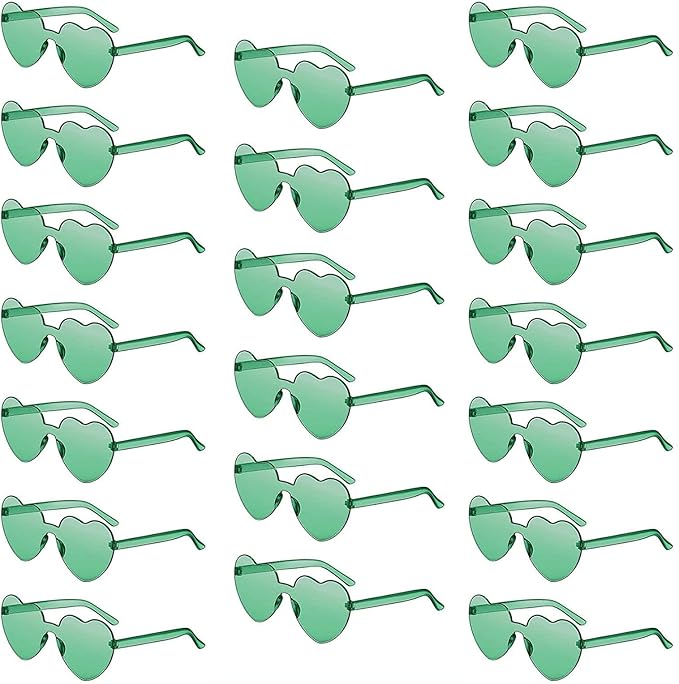 20 Pack Heart Sunglasses for Women Candy Transparent Rimless Bulk Heart Shaped Glasses for Bachelorette Party Favors