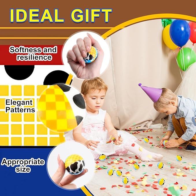 24 PCS Toy Inspire Game Party Stress Balls for Kids Party Favors, 1.57 Inch Anxiety Relief Fidget Sensory Toys, Toy Theme Squeeze Balls Bulk for Birthday Goodie Bags, Carnival Gifts & Classroom Prizes