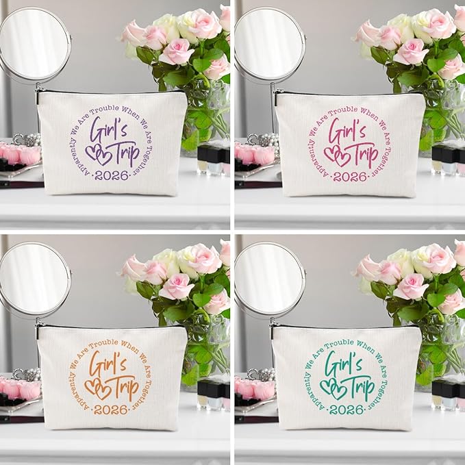 1 Pcs 3 Pcs 4 Pcs Makeup Bag, Girls Trip Gifts Favors Girls Weekend Gifts, Friendship Gifts for Women Bestie Bride