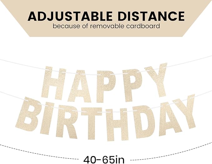 Happy Birthday Banner Gold Glitter Banner for Women and Men - Birthday Party Hanging Decorations (gold)