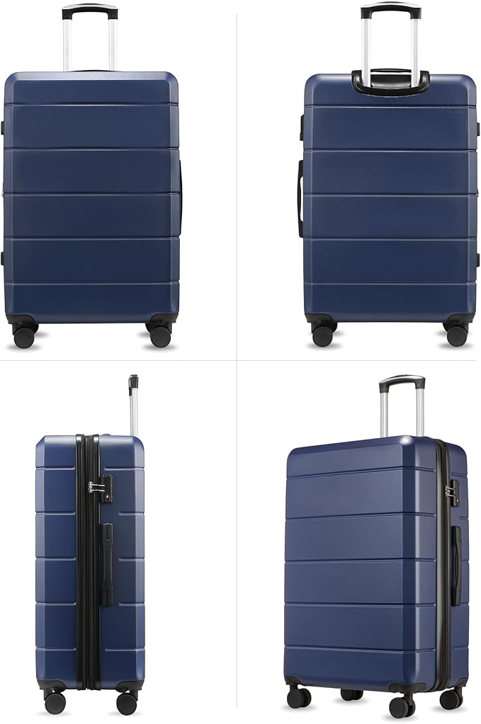 YOETEY 28 Inch Checked Luggage with Spinner Wheels, 106L Large Expandable Hardside Suitcase with TSA Lock, Durable ABS Hard Shell for Family Vacation and International Travel (28 in, Blue)