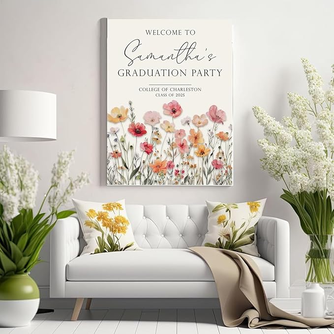 My4gifts Graduation Party Welcome Sign with Photo, Greenery Grad Poster, Personalized Graduation Decor, Class of 2025 Welcome Board, Senior Party Sign, Custom Grad Celebration Sign - 17