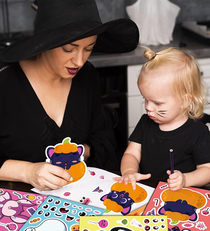 Halloween Party Favors - DIY Crafts Stickers - Halloween Decorations Gifts Activities Party Supplies(24 Sheets)