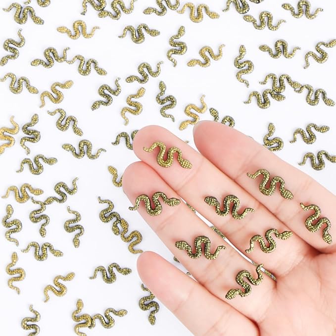 200 Pieces Halloween Mini Snakes Mini Halloween Figurines Tiny Resin Snakes Micro Fake Snakes for Dollhouse Fairy Garden Micro Landscaping Decoration