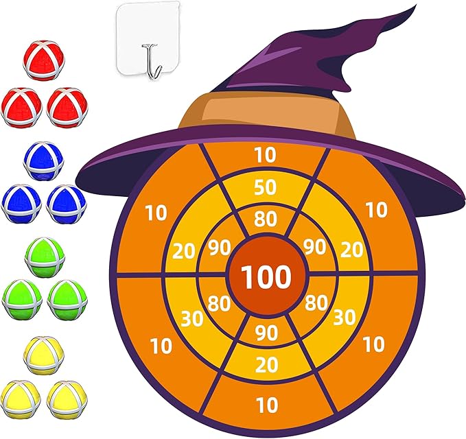 30' Witch Hat Party Favor, Kids Dart Board Game, Halloween Party Supplies Indoor Outdoor Decor, Stocking Stuffers Christmas Birthday Gifts