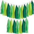 Green Paper Tassel Garland Banner - Tri-Color Handmade Tassels for Party Decorations, Wedding Backdrop, DIY Crafts (30-Pack)