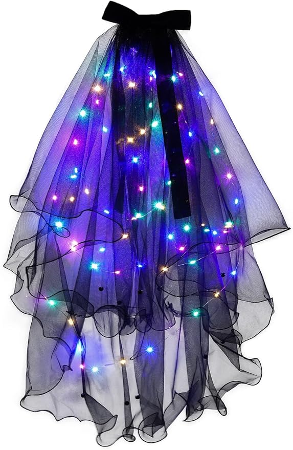 Light up Veil Short Bow Veils Wedding Bridal Veil for Bachelorette Party Veils Hair Accessories for Women