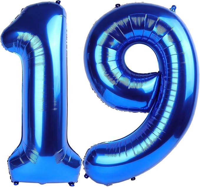 19 Number Balloons, Dark Blue Balloons for Man Woman 19th Birthday Decoration, Foil Number Ballon for 19, 91 Anniversary, Bridal Shower, Graduation, Halloween, Christmas, New Year