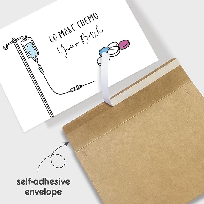 Funny Chemo Get Well Soon Card, Cancer Support Card for End of Chemotherapy, Get Well Soon Cards Gift for Recovery