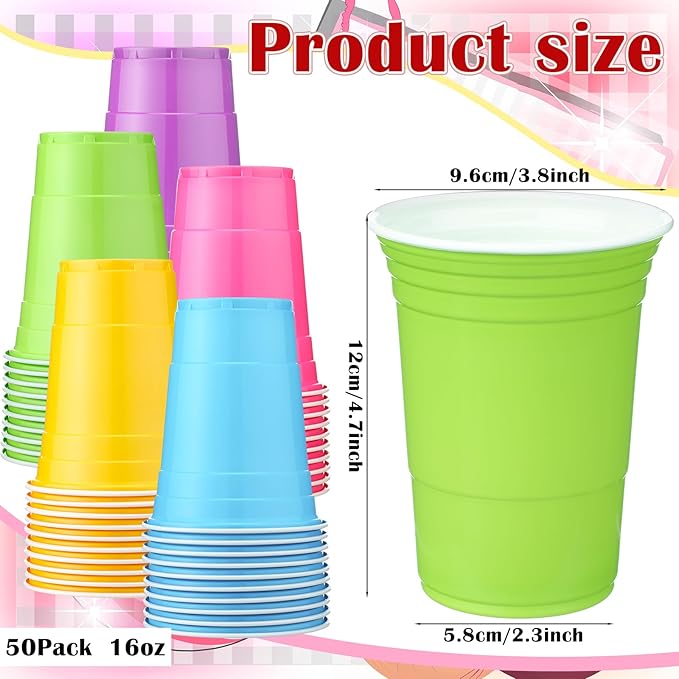 50 Pack Easter Punch Party Game Set Funny Easter Activities Games DIY Prize Punch Box 50 Pcs 16oz Plastic Cup 50 Sheets Tissue Paper 150 Egg Shaped Stickers 100 Rubber Band(Multicolor)