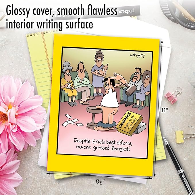 NobleWorks - 1 Large Happy Birthday Card with Envelope (8.5 x 11 Inch) - Funny Cartoon Humor (Buyer Discretion Advised) - Bangkok J8300