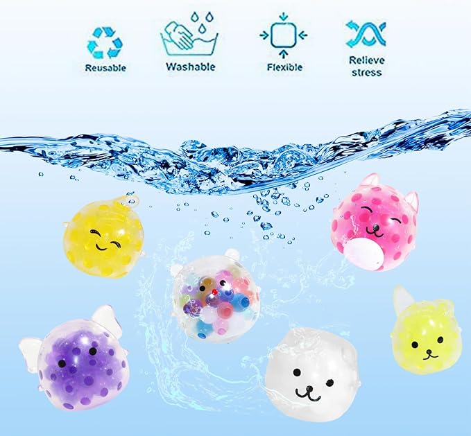 24 Pack Cute Animals Squishies for Kids, Kawaii Mini Squeeze Toys, Bulk Squishy Squeeze Ball Set Anti-Anxiety Stress Relief Toys for Easter Basket Fillers Egg Fillers Party Favors