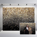 CHAIYA 8x6ft Black and Gold Backdrop Gold Spots Backdrop Vinyl Photography Backdrop Vintage Background for Family Birthday Party Newborn Studio Props