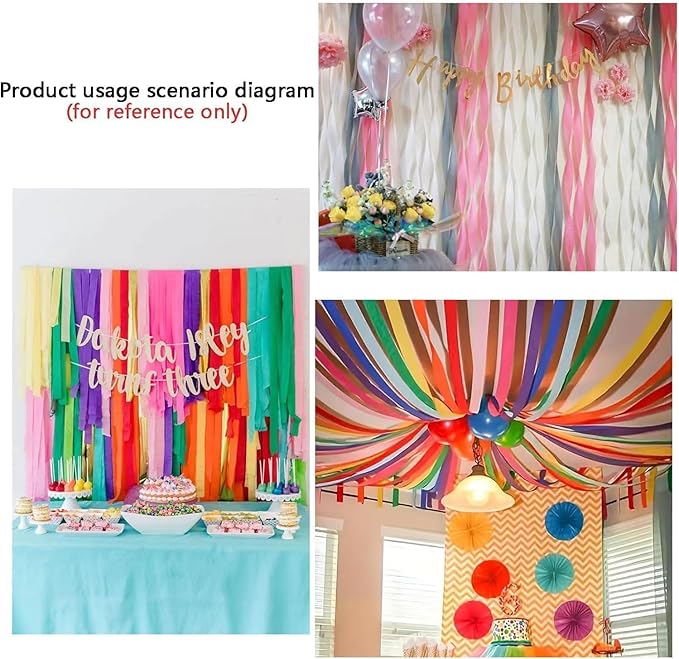 White and Black Crepe Paper Streamers 1.8 Inch Widening 6 Rolls,Black and White Party Streamer 82 feet per roll for Birthday Wedding Party Decorations