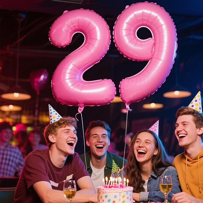 40 Inch Pink Number 29 Digital Balloon,Jumbo Mylar Foil Helium Balloon for 29 Balloons for Birthday Party,Wedding Anniversary Party Decorations