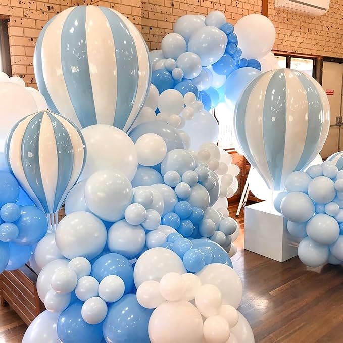 PartyWoo Baby Blue Balloons 140pcs Different Sizes of 18 12 10 5 Inch Light Pastel Sky Aqua Blue Balloon Arch Kit Garland for Graduation Baby Shower Gender Reveal Easter Party Decorations Blue-Q13