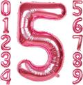 40 Inch Giant Hot Pink Number Balloon, Mylar Foil Helium Hot Pink Balloons for Birthday Party, Number 5 Balloon for Birthday Decorations, Hot Pink 5 Birthday Balloon