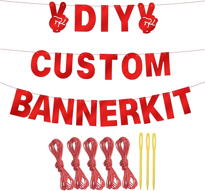 129Pcs Glitter Customizable Banner Kit DIY Custom Letter Banners Happy Birthday Letters 0-9 Numbers Anniversary Valentine's Day Personalized Banner Wedding Birthday Party Decoration Supplies(Shiny Red)