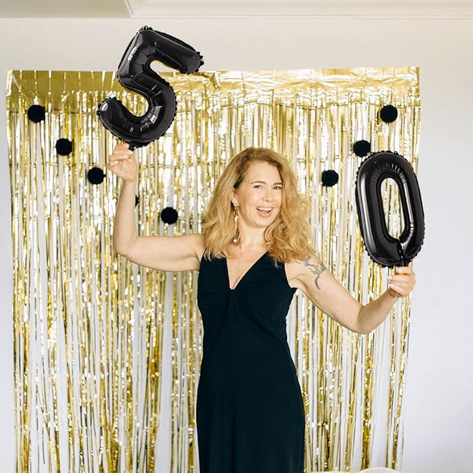 10 pcs 16inch Number Black Mylar Balloons, 0~9 Black Foil Balloons for Birthday Wedding Party Decorations Number Balloons