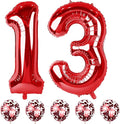 Red 13 & 31 Birthday Balloons - Large Foil Numbers with Red Confetti, Perfect for Girls, Boys, Women, Anniversary & Baby Showers