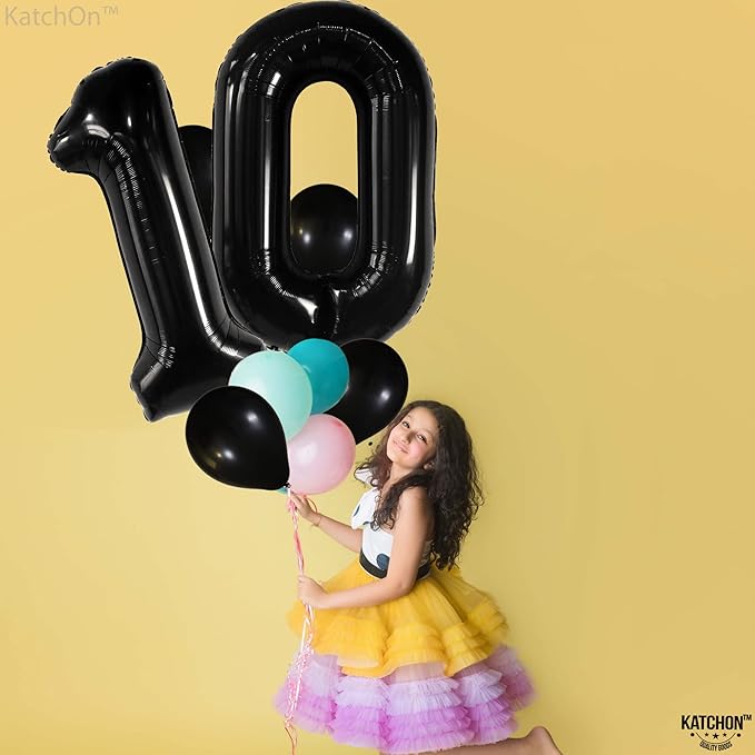 Large, Black 0 Balloon Number - 40 Inch | Foil Number Balloons for Birthday Party Decorations | 0 Balloon For Anniversary Decorations | Black Party Decoration